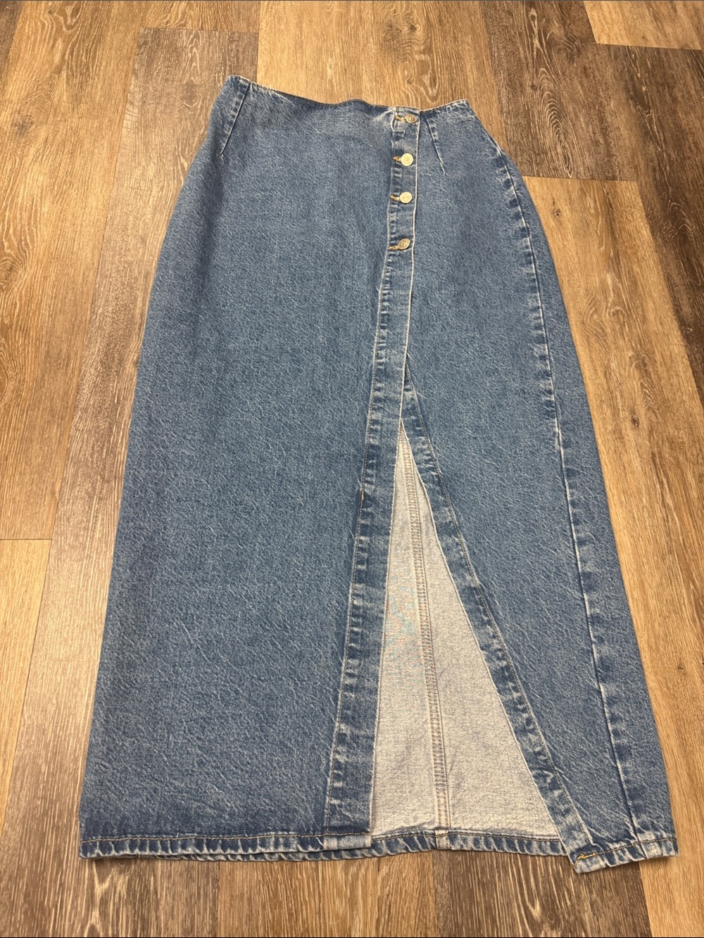 Zara Classic Blue Button-Front Denim Pencil Skirt - Picture 8 of 8